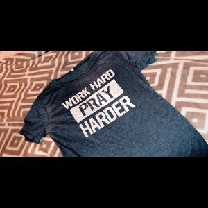 A navy blue short sleeve tee